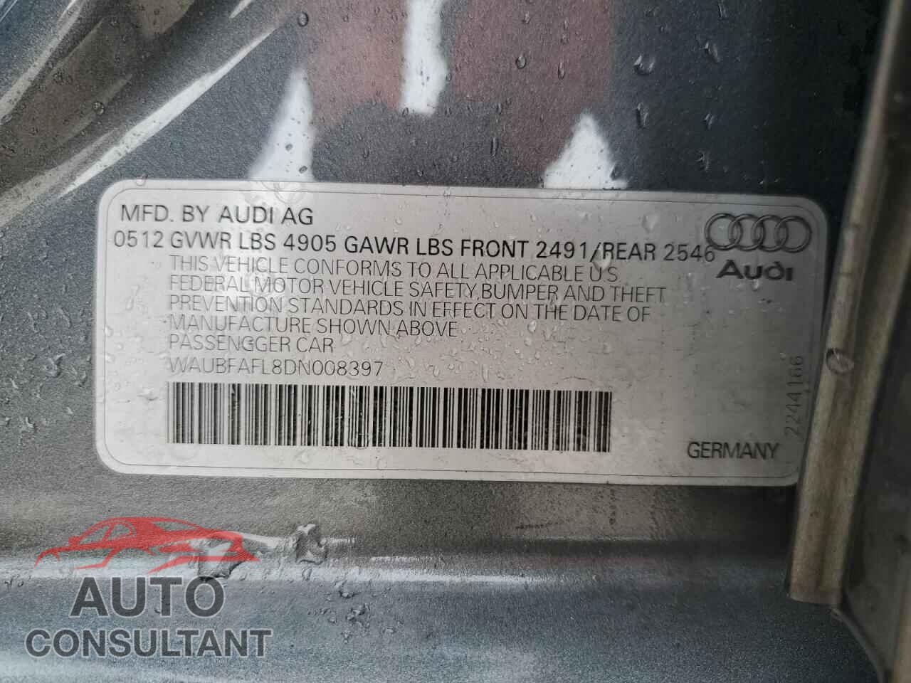AUDI A4 2013 - WAUBFAFL8DN008397