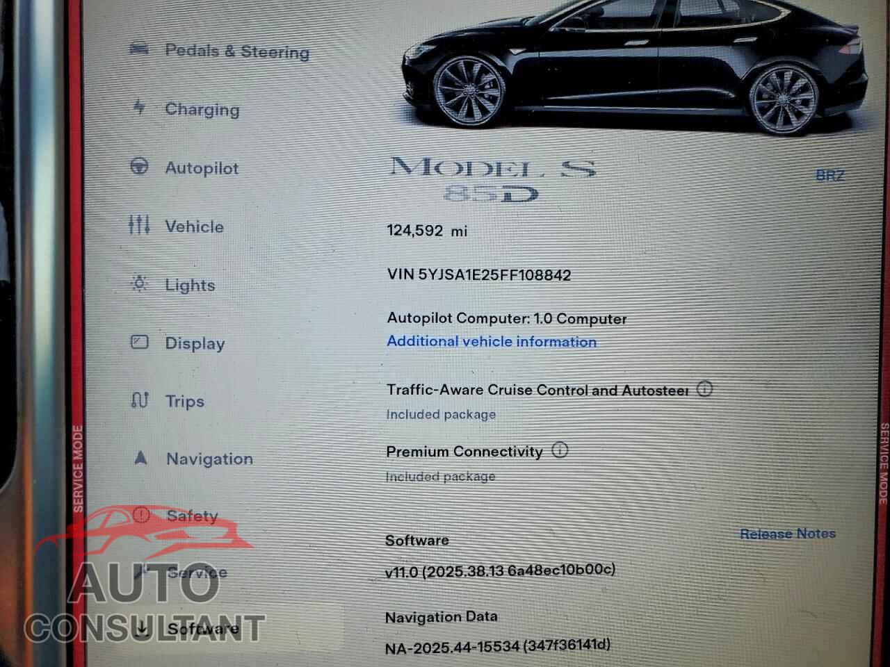 TESLA MODEL S 2015 - 5YJSA1E25FF108842