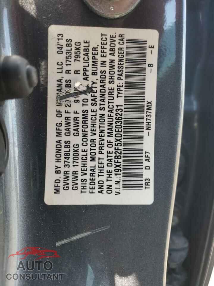 HONDA CIVIC 2013 - 19XFB2F5XDE036231