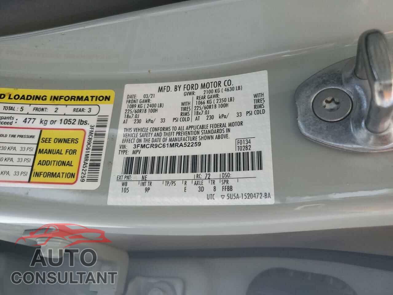 FORD BRONCO 2021 - 3FMCR9C61MRA52259