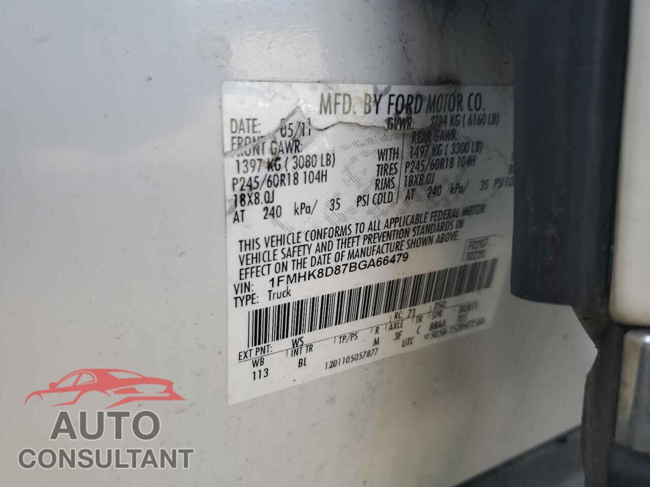 FORD EXPLORER 2011 - 1FMHK8D87BGA66479
