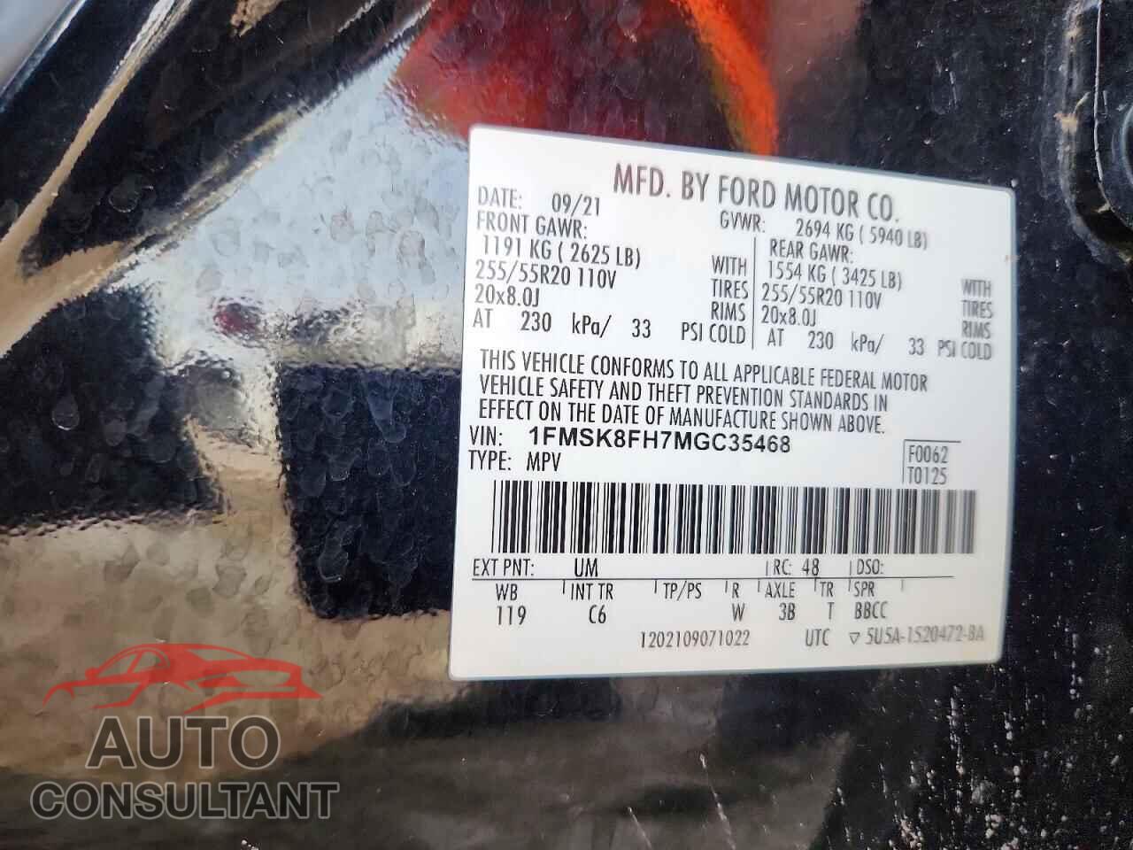 FORD EXPLORER 2021 - 1FMSK8FH7MGC35468