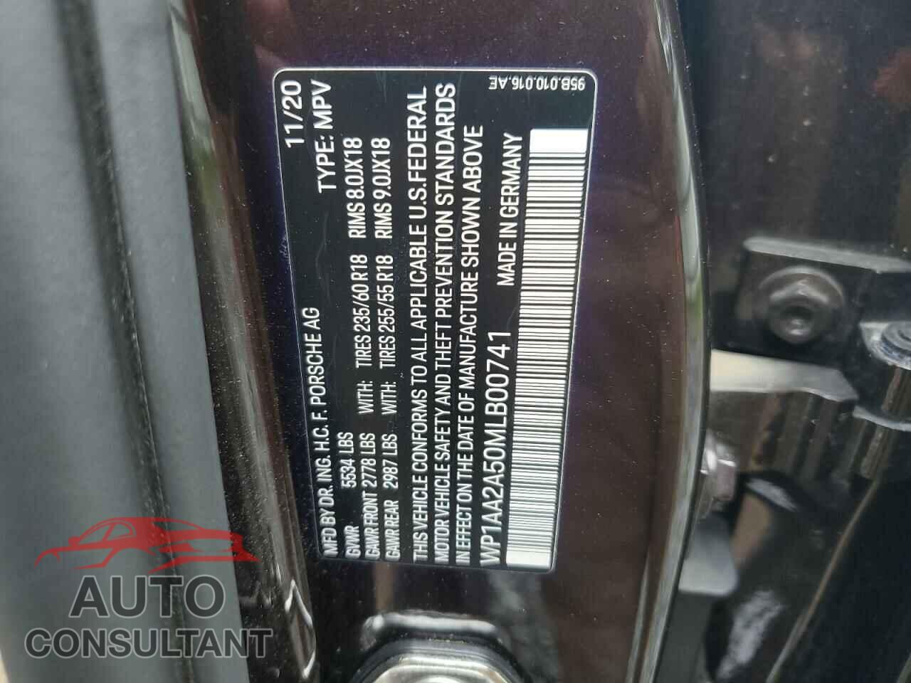 PORSCHE MACAN 2021 - WP1AA2A50MLB00741