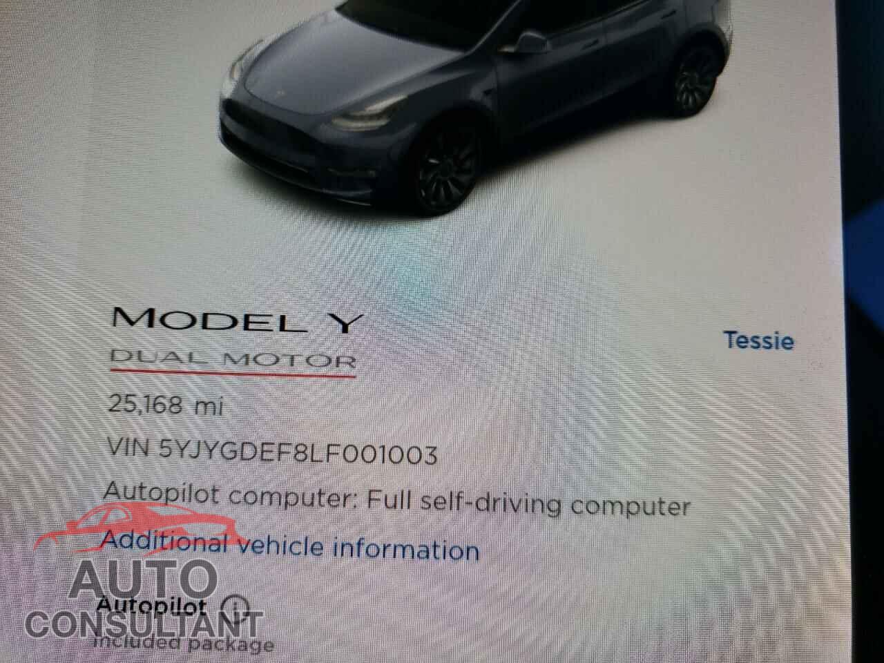TESLA MODEL Y 2020 - 5YJYGDEF8LF001003