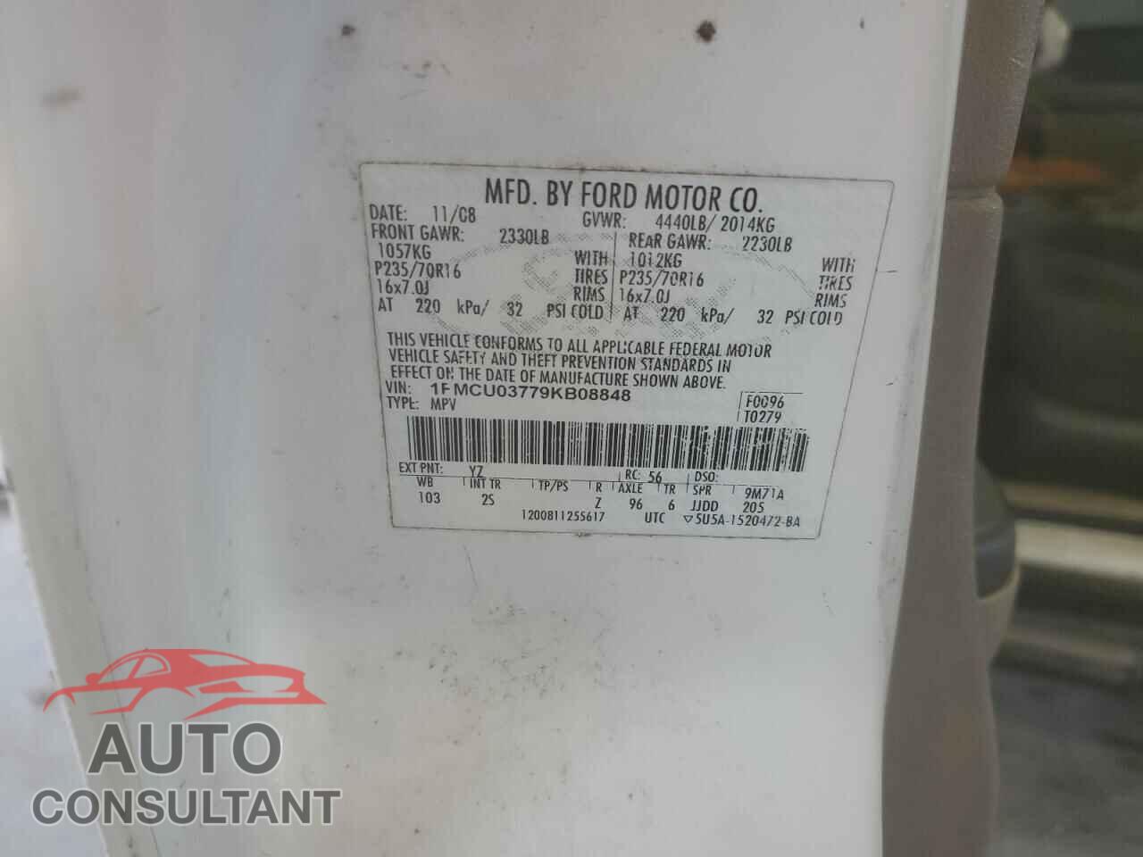 FORD ESCAPE 2009 - 1FMCU03779KB08848