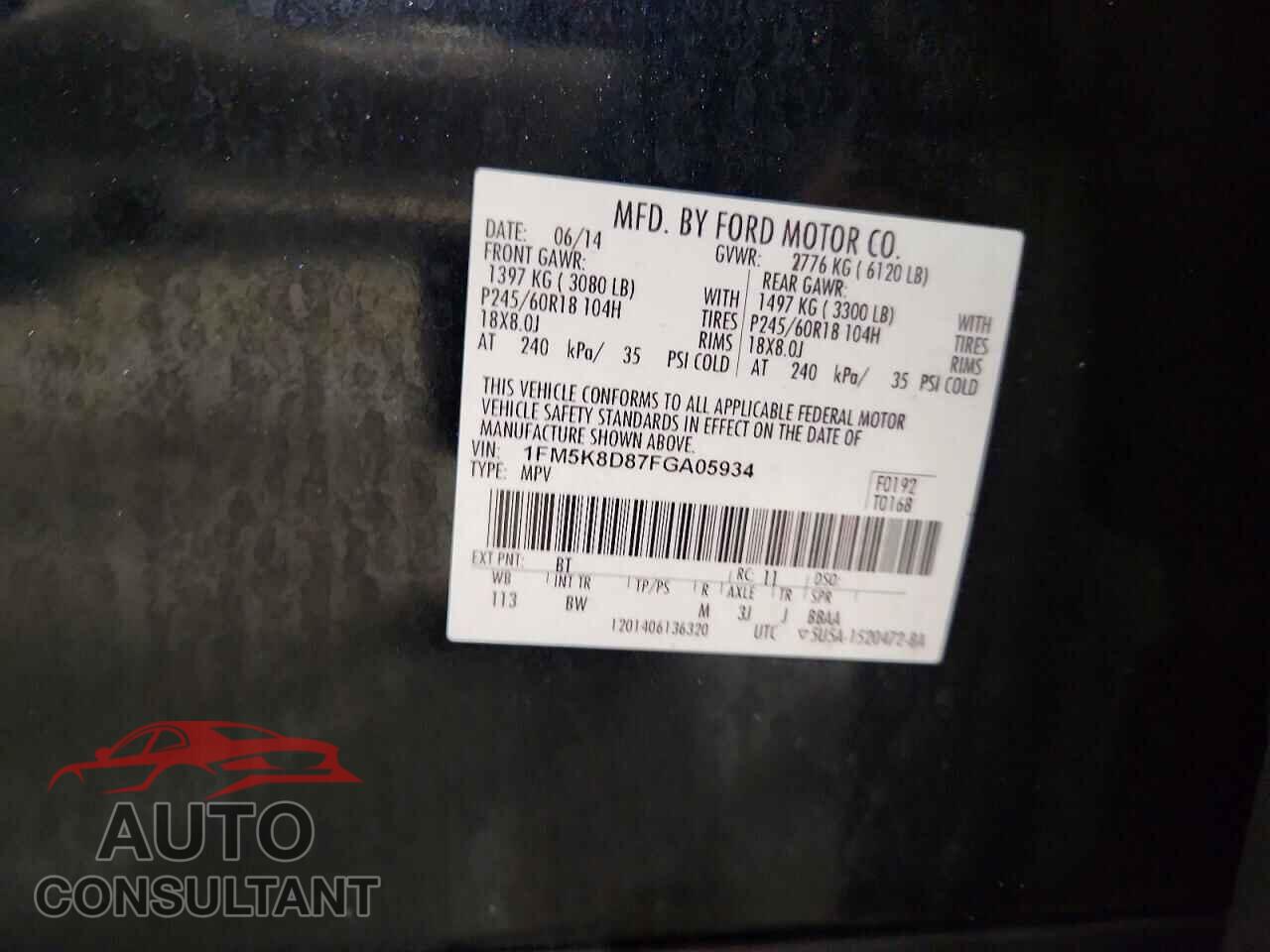 FORD EXPLORER 2015 - 1FM5K8D87FGA05934