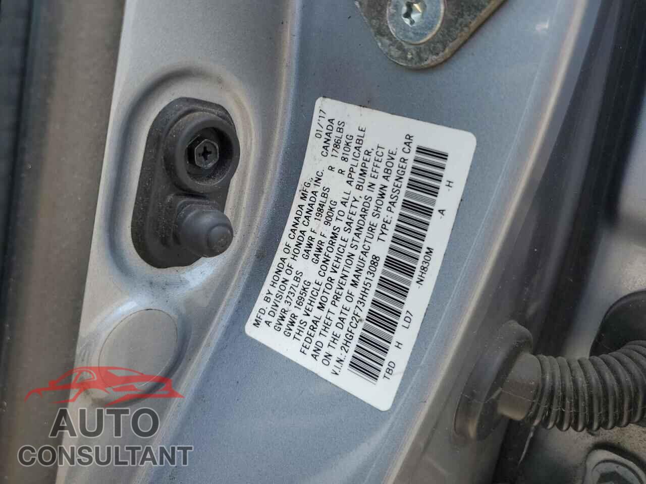 HONDA CIVIC 2017 - 2HGFC2F73HH513088