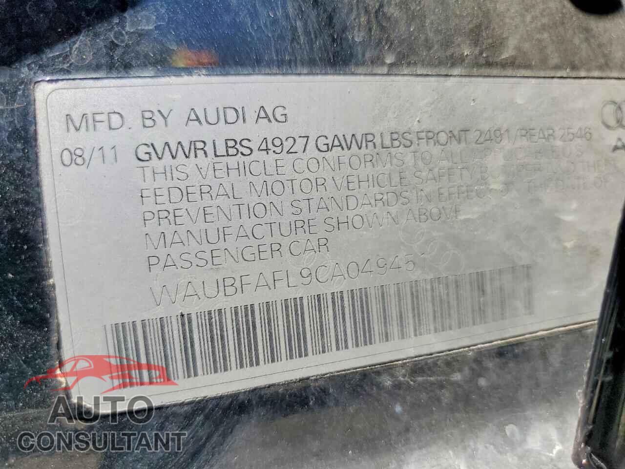 AUDI A4 2012 - WAUBFAFL9CA049451