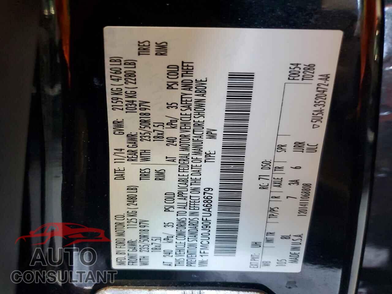FORD ESCAPE 2015 - 1FMCU0J90FUA68679