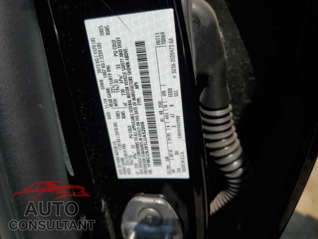 FORD ESCAPE 2020 - 1FMCU9J91LUA52006