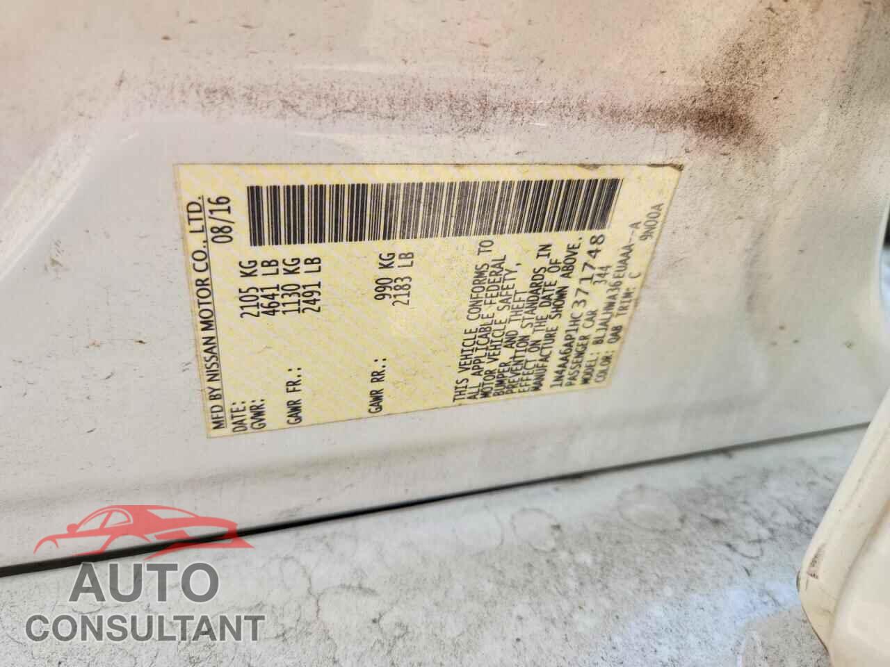 NISSAN MAXIMA 2017 - 1N4AA6AP1HC371748