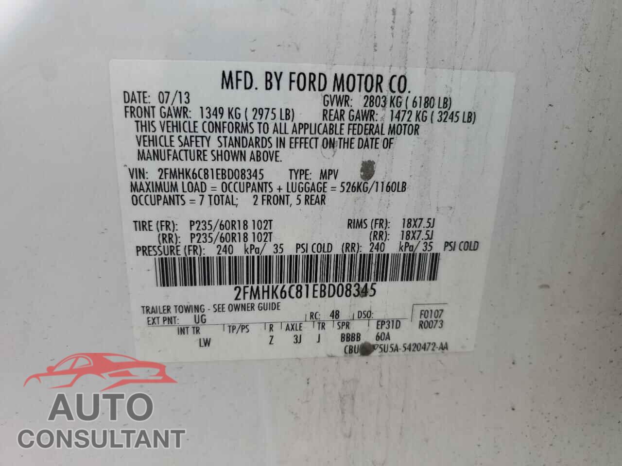 FORD FLEX 2014 - 2FMHK6C81EBD08345