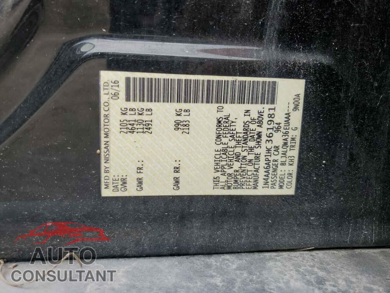 NISSAN MAXIMA 2017 - 1N4AA6AP1HC361981