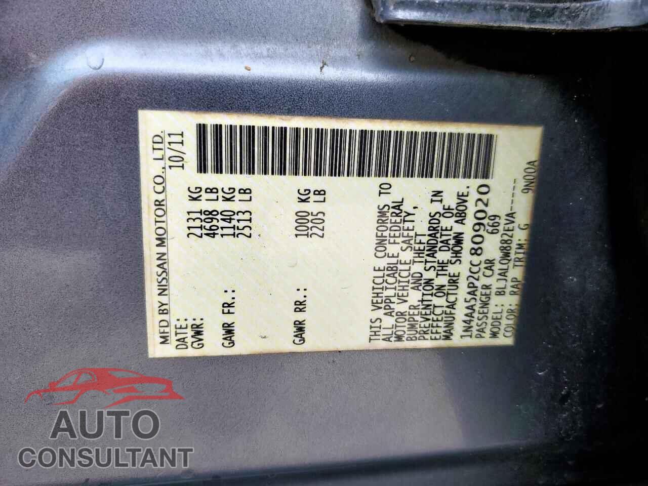 NISSAN MAXIMA 2012 - 1N4AA5AP2CC809020