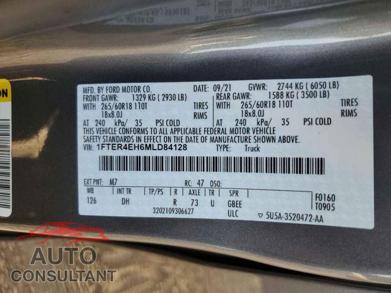 FORD RANGER 2021 - 1FTER4EH6MLD84128