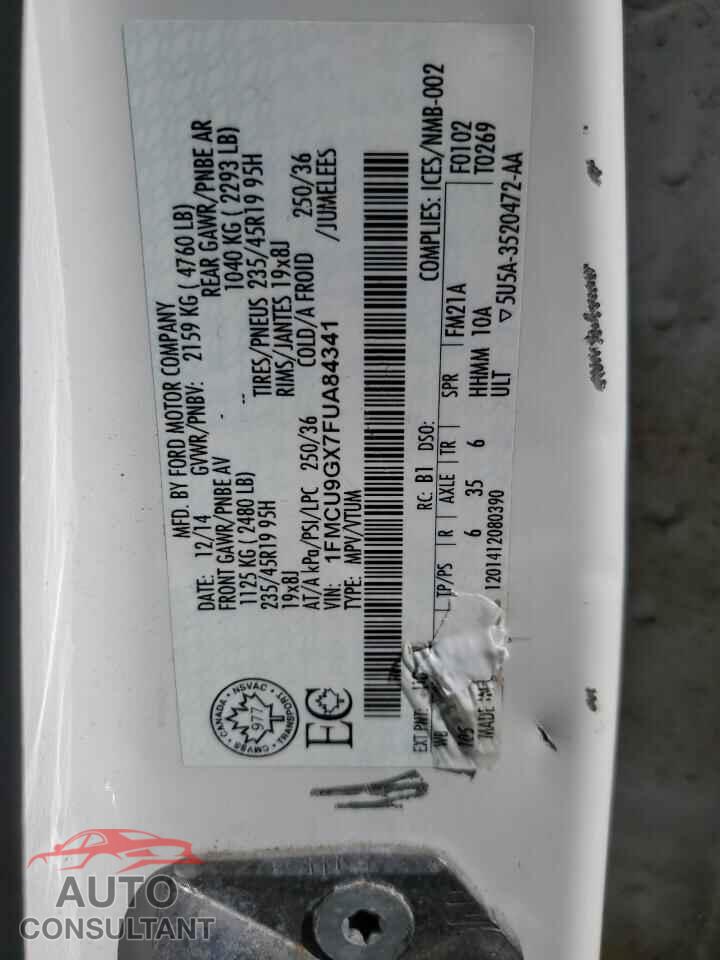 FORD ESCAPE 2015 - 1FMCU9GX7FUA84341