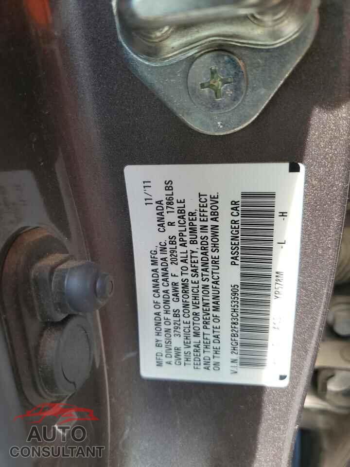 HONDA CIVIC 2012 - 2HGFB2F83CH535905