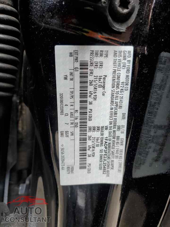FORD FOCUS 2018 - 1FADP3FE2JL254882