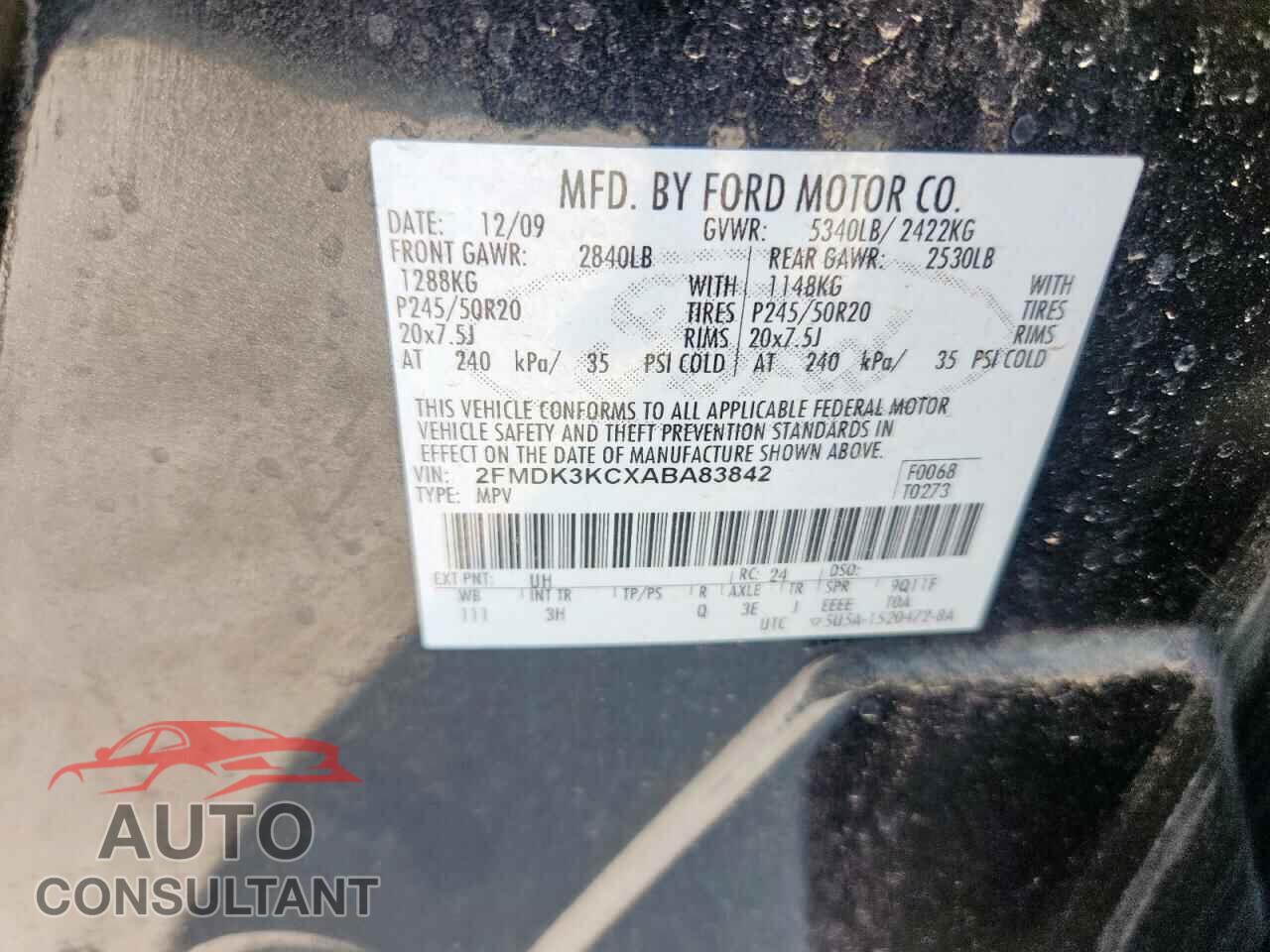 FORD EDGE 2010 - 2FMDK3KCXABA83842