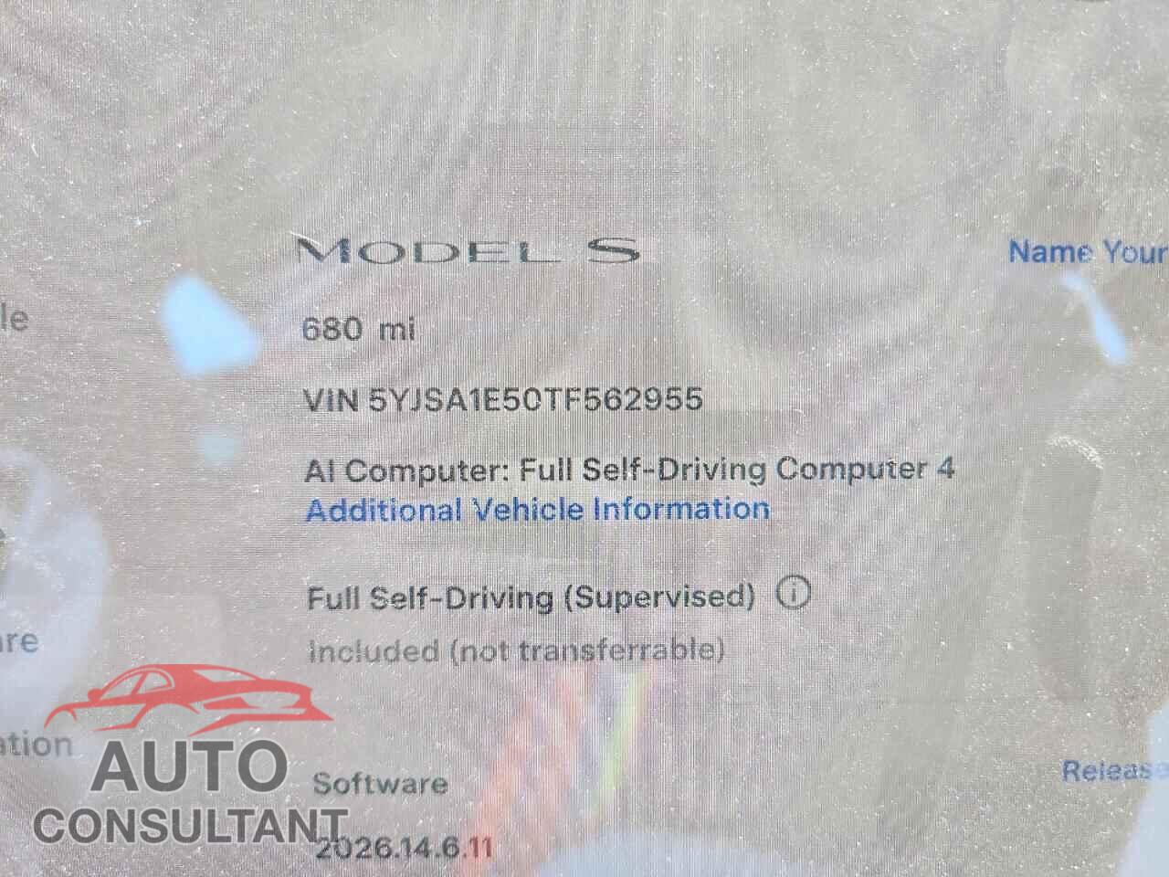 TESLA MODEL S 2026 - 5YJSA1E50TF562955