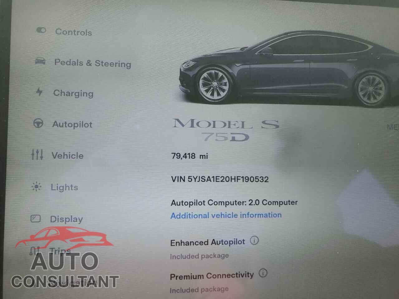 TESLA MODEL S 2017 - 5YJSA1E20HF190532