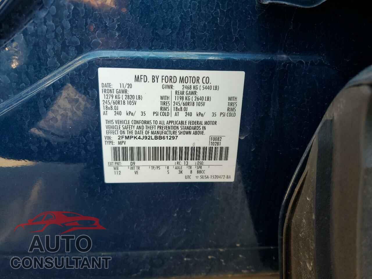 FORD EDGE 2020 - 2FMPK4J92LBB61297
