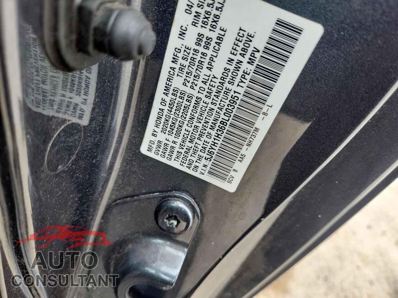 HONDA ELEMENT 2011 - 5J6YH1H36BL003951