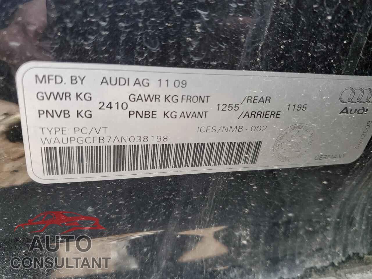 AUDI A6 2010 - WAUPGCFB7AN038198