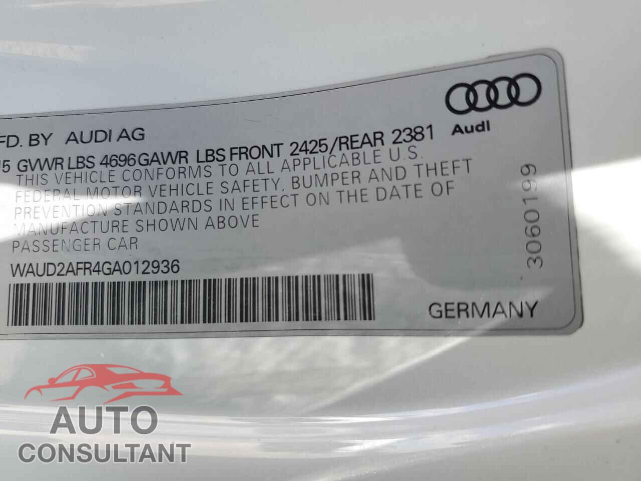 AUDI A5 2016 - WAUD2AFR4GA012936