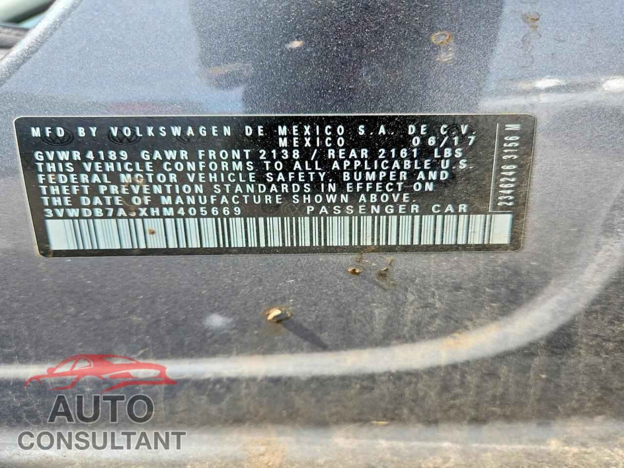VOLKSWAGEN JETTA 2017 - 3VWDB7AJXHM405669