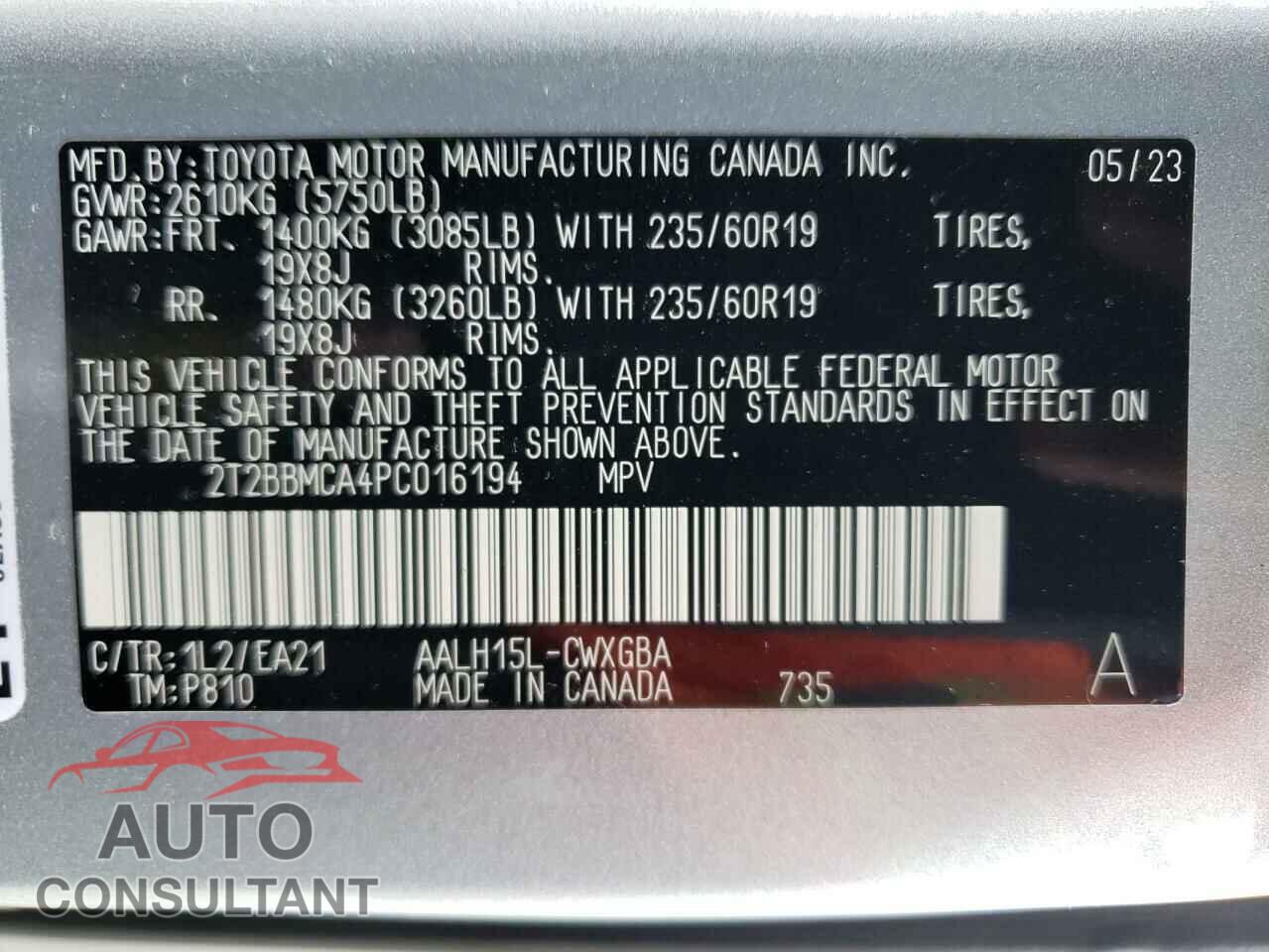 LEXUS RX 350H BA 2023 - 2T2BBMCA4PC016194