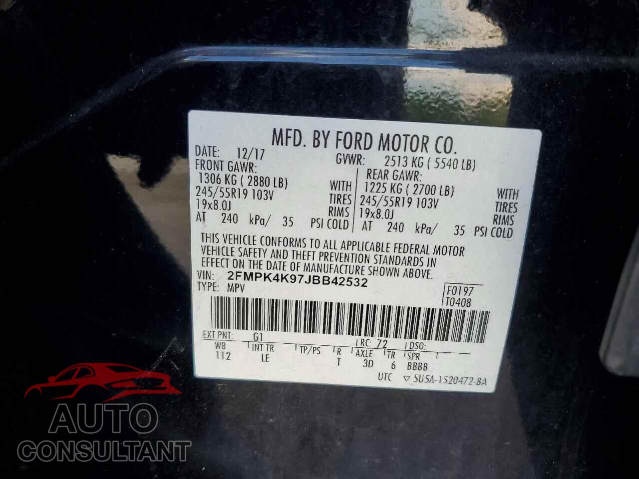 FORD EDGE 2018 - 2FMPK4K97JBB42532