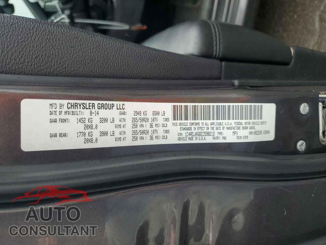 DODGE DURANGO 2014 - 1C4RDJAG6EC598212