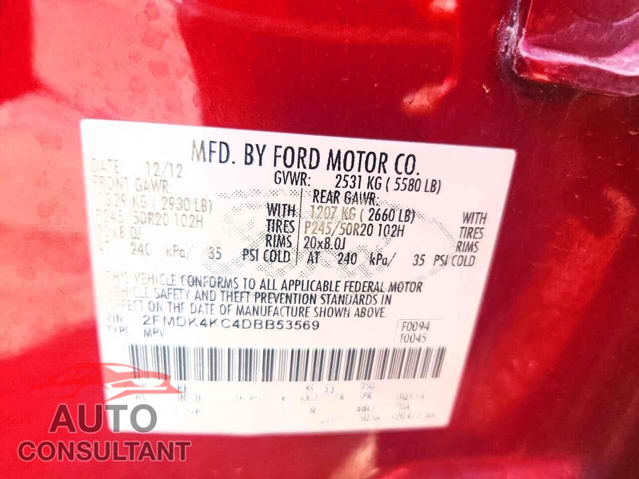 FORD EDGE 2013 - 2FMDK4KC4DBB53569
