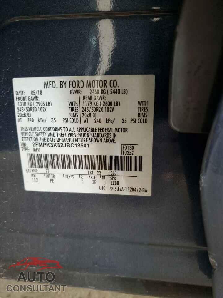 FORD EDGE 2018 - 2FMPK3K82JBC18501