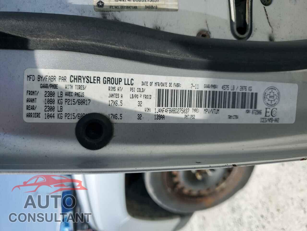 JEEP COMPASS 2011 - 1J4NF4FB0BD275037