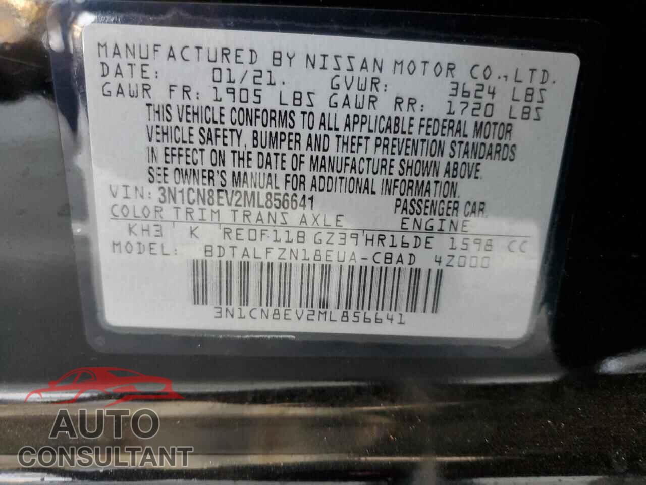 NISSAN VERSA 2021 - 3N1CN8EV2ML856641
