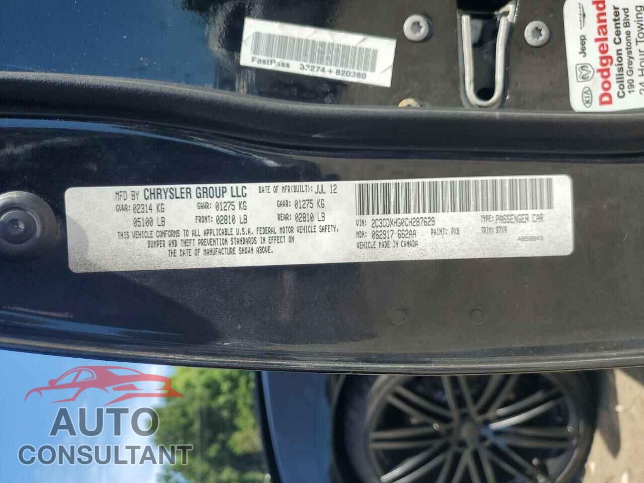 DODGE CHARGER 2012 - 2C3CDXHG0CH287629