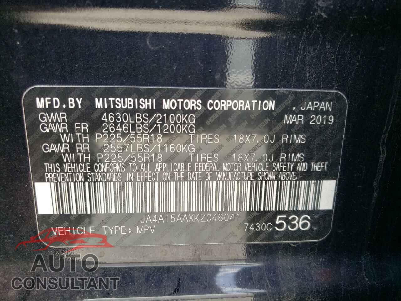 MITSUBISHI ECLIPSE 2019 - JA4AT5AAXKZ046041