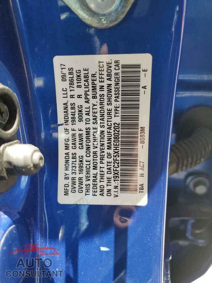 HONDA CIVIC 2017 - 19XFC2F5XHE080202