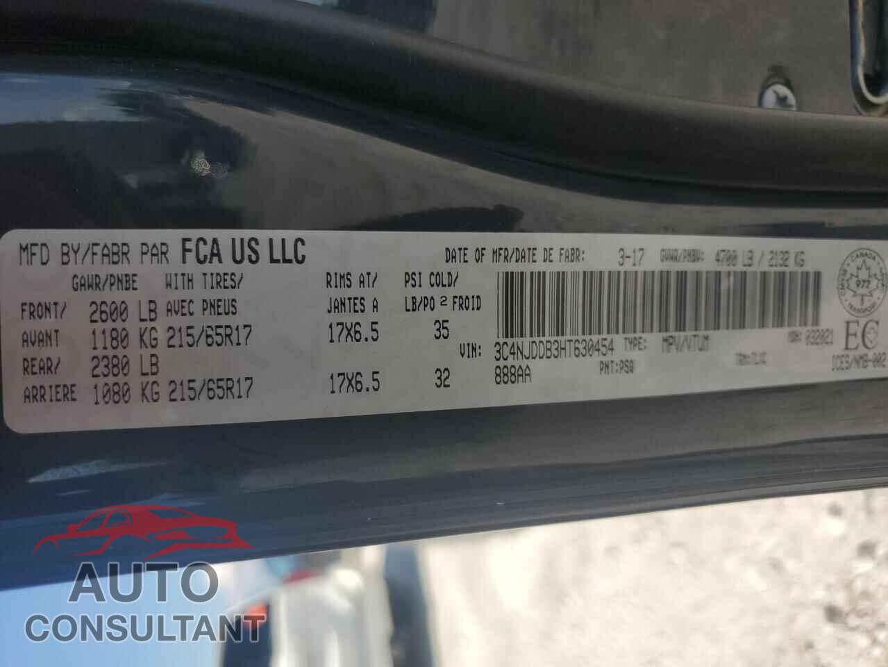 JEEP COMPASS 2017 - 3C4NJDDB3HT630454