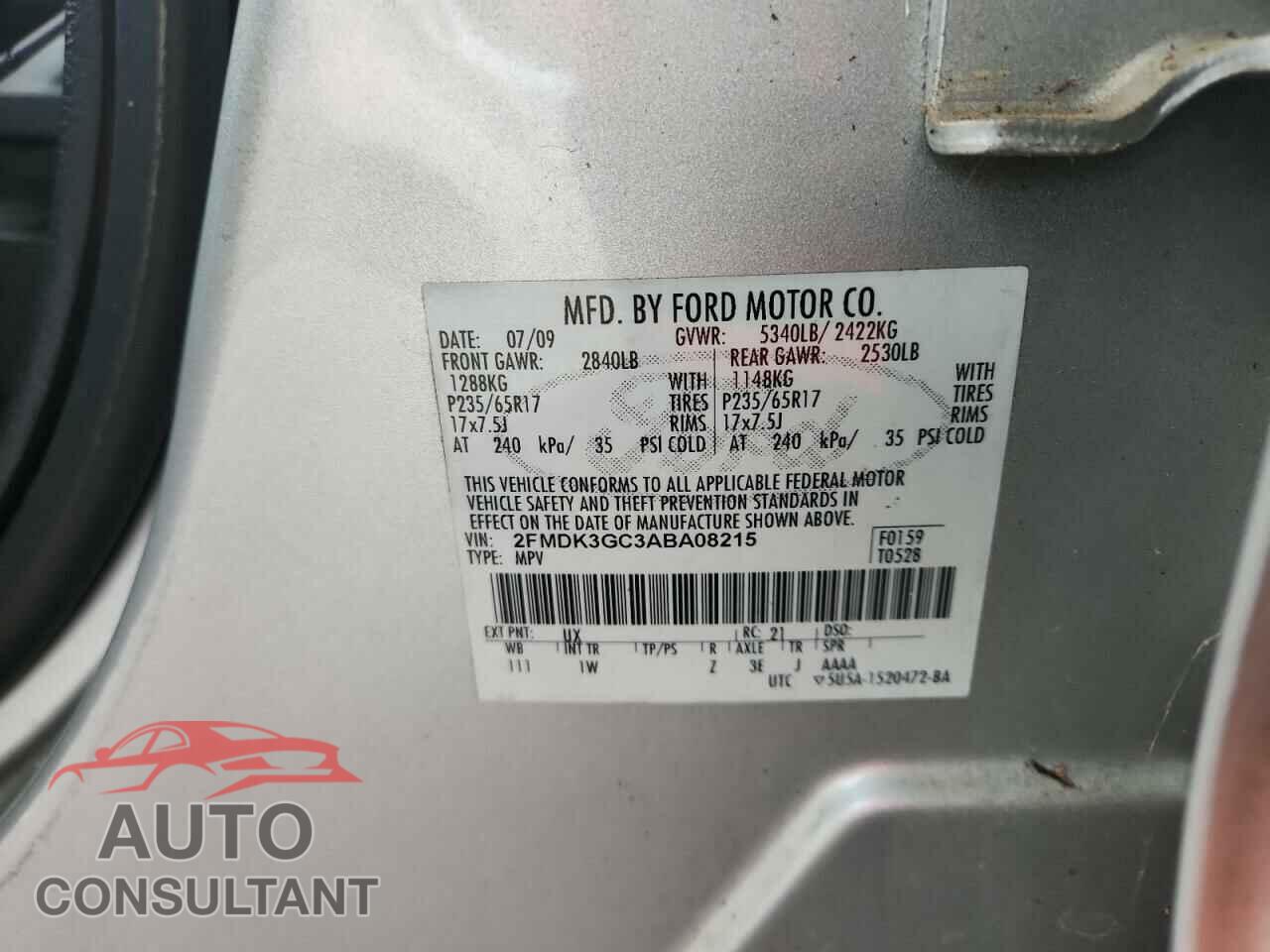 FORD EDGE 2010 - 2FMDK3GC3ABA08215