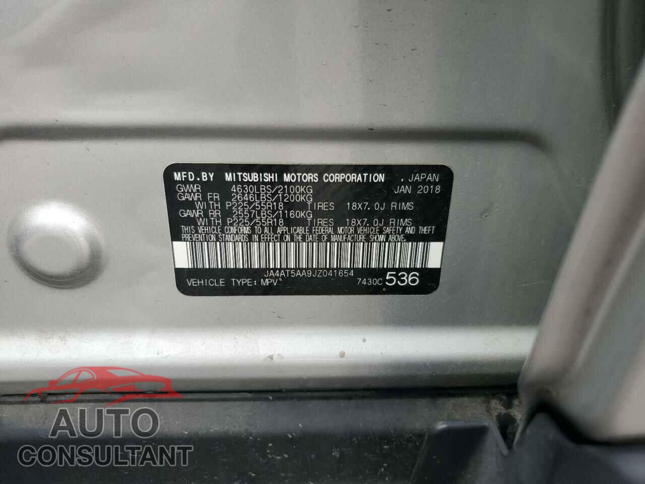 MITSUBISHI ECLIPSE 2018 - JA4AT5AA9JZ041654