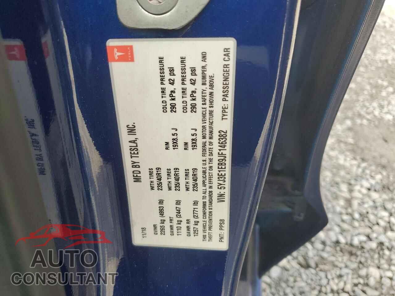 TESLA MODEL 3 2018 - 5YJ3E1EB9JF146382
