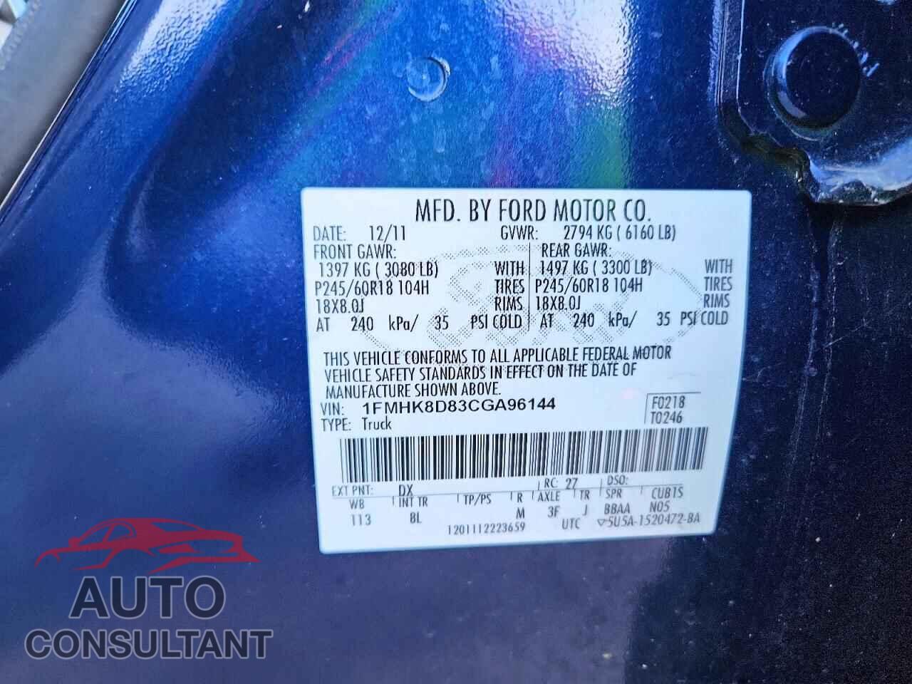 FORD EXPLORER 2012 - 1FMHK8D83CGA96144