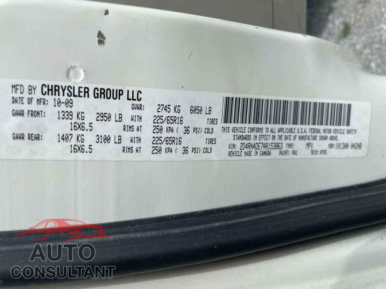 DODGE CARAVAN 2010 - 2D4RN4DE7AR153863