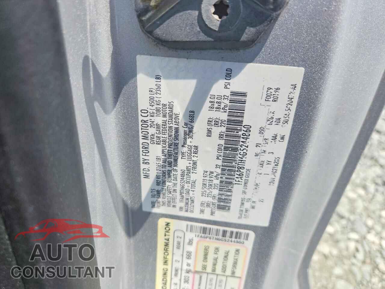 FORD MUSTANG 2016 - 1FA6P8TH6G5244860
