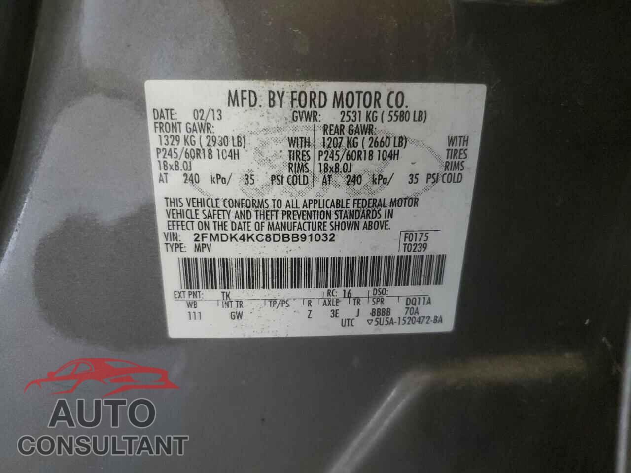 FORD EDGE 2013 - 2FMDK4KC8DBB91032