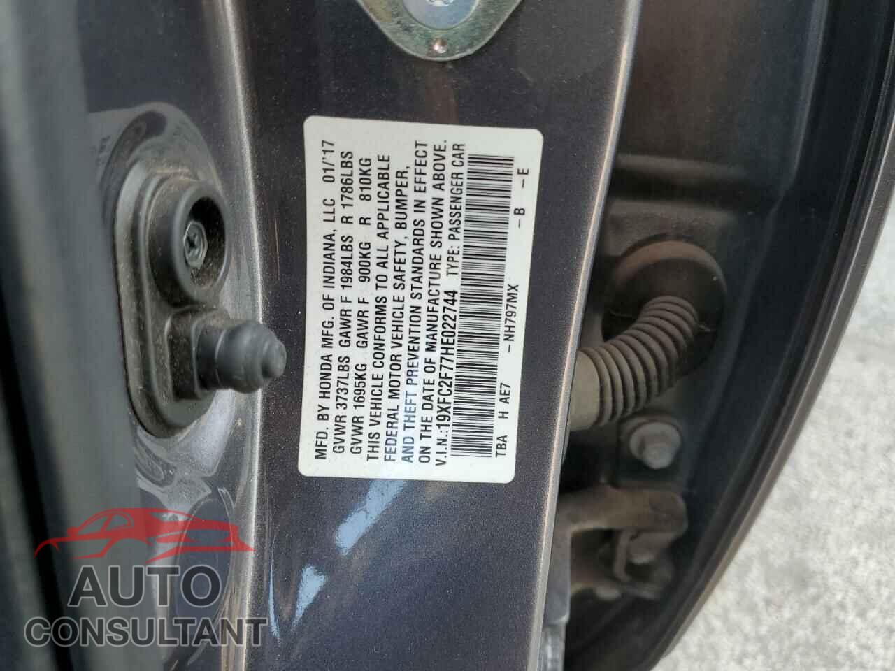 HONDA CIVIC 2017 - 19XFC2F77HE022744