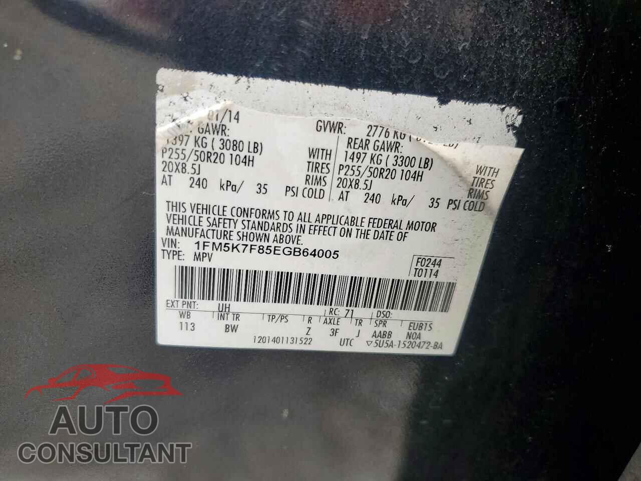 FORD EXPLORER 2014 - 1FM5K7F85EGB64005